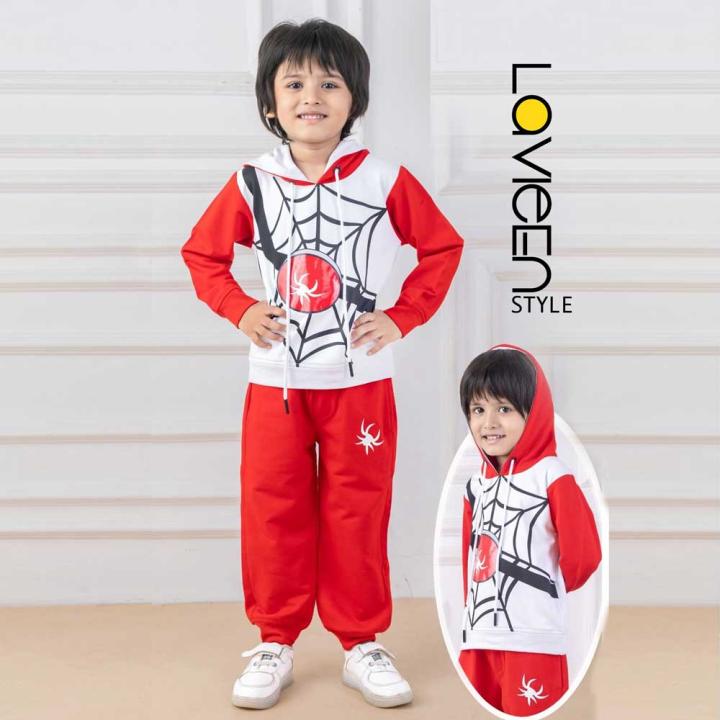 Boys Spider-Web, Red and White, Hero Edition Hoodie & Jogger Set cordset