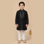 Elegant black kurta set adorned with dazzling mirror work