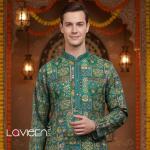 Exquisite men’s kurta, vibrant green hues and intricate prints