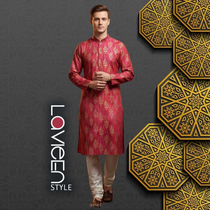Exquisite Modal Silk Kurta, golden motifs on a rich vibrant base