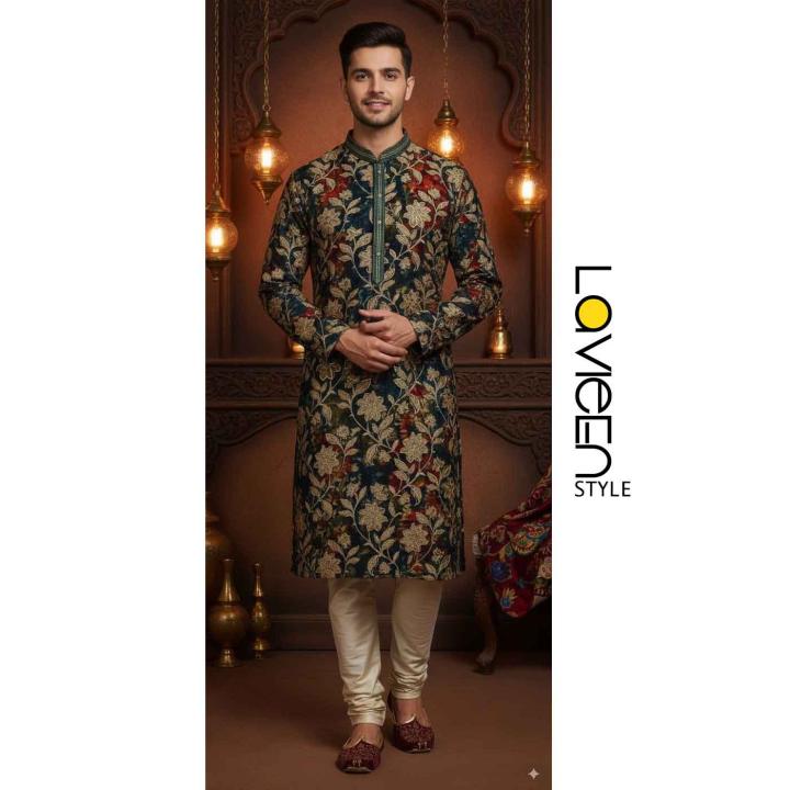 Luxurious modal fabric Kurta, red and green, drapes with an unparalleled softness
