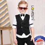 Young Gentleman’s Classic 3-Piece Formal Waistcoat & Bowtie Set, Black & White